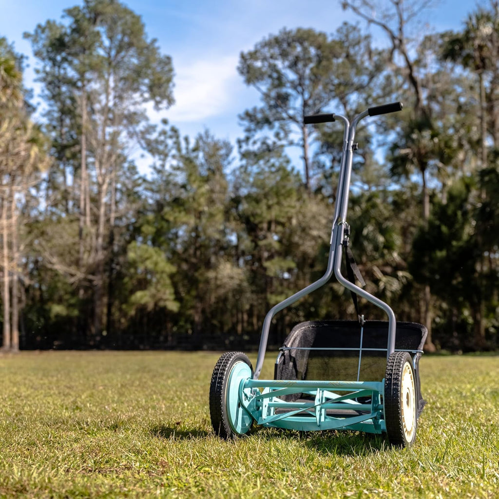 Mower Company 1725-16GC 16-inch 7-blade reel mower with grass debris collection device, designed specifically for lawns, green model(16-Inch， 7-Blade with Grass Catcher)