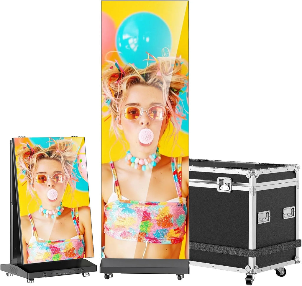 80" P1.86 Flexible Spliceable LED Poster Display – USB Plug-and-Play, Mobile  PC Remote Control, Digital Signage Advertising Screen (Silver, 1-Pack)(Silver/1-pack+Flight Case)