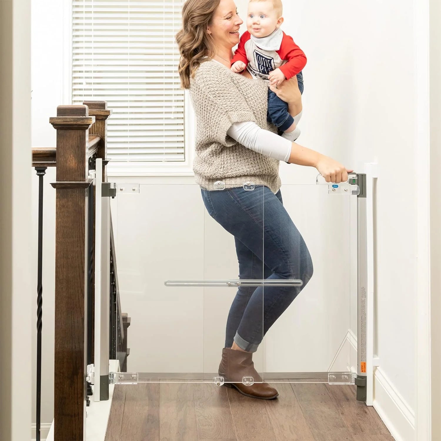 Crystal Designer Baby Safety Gate - Meets Tougher European Standards - Modern Design and Unparalleled Safety - Beauty  Safety Together at Last - Simple Installation | Hardware Mount(Crystal)