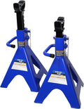 HD61222 22 Ton Automotive Jack Stands for Garages, Repair Shops, and DIY, Pin Style, V Shaped Saddle, Heavy Duty Steel Frame, Adjustable Height 11.825"- 19.725", Black/Blue, Pair(12 Ton)