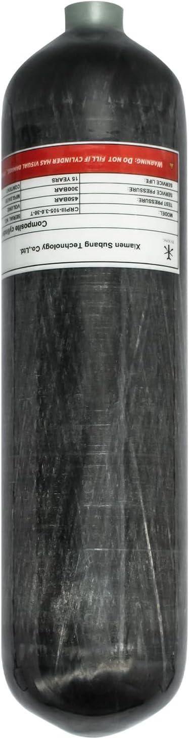 4500Psi High Pressure Composite Cylinder, Scuba Tank,Carbon Fiber Air Tank 3L,CE Approved, Pcp Paintball Air Tank Diving Tank（Empty Bottle） M18*1.5