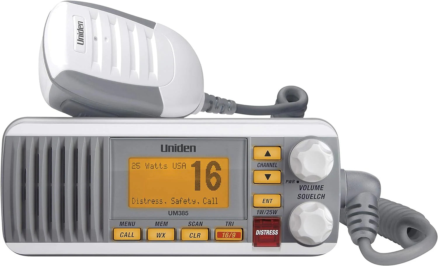 Fixed Mount Marine Vhf Radio, Waterproof IPX4 with Triple Watch, Dsc, Emergency/Noaa Weather Alert, All Usa/International/Canadian Marine Channels, Memory Channel Scan, White(Radio/White and grey)