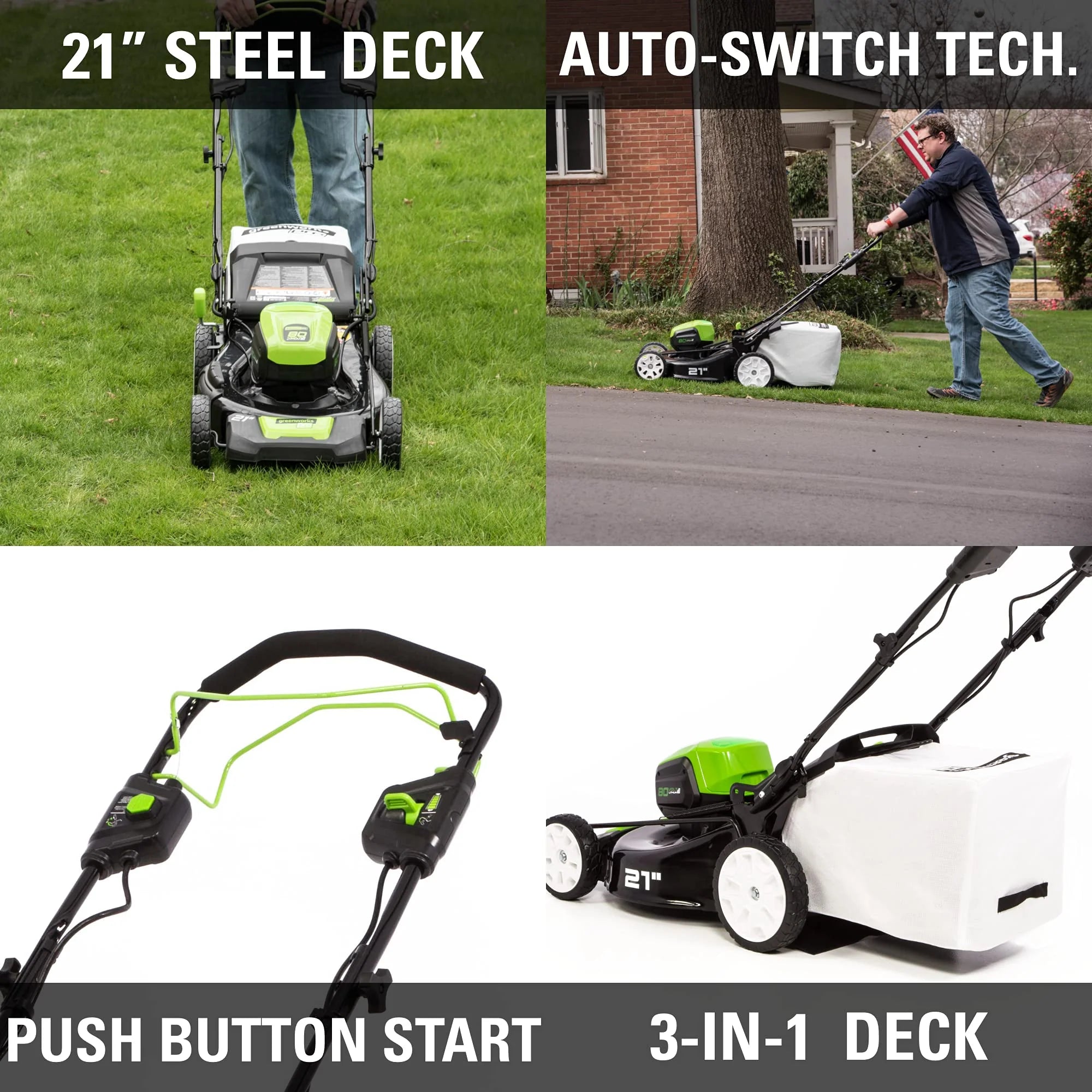 80V Cordless 21 Self-Propelled Brushless Lawn Mower | Greenworks