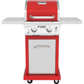 2-Burner Propane Gas Grill, Red – Stainless Steel, 28,000 BTUs, Compact Design