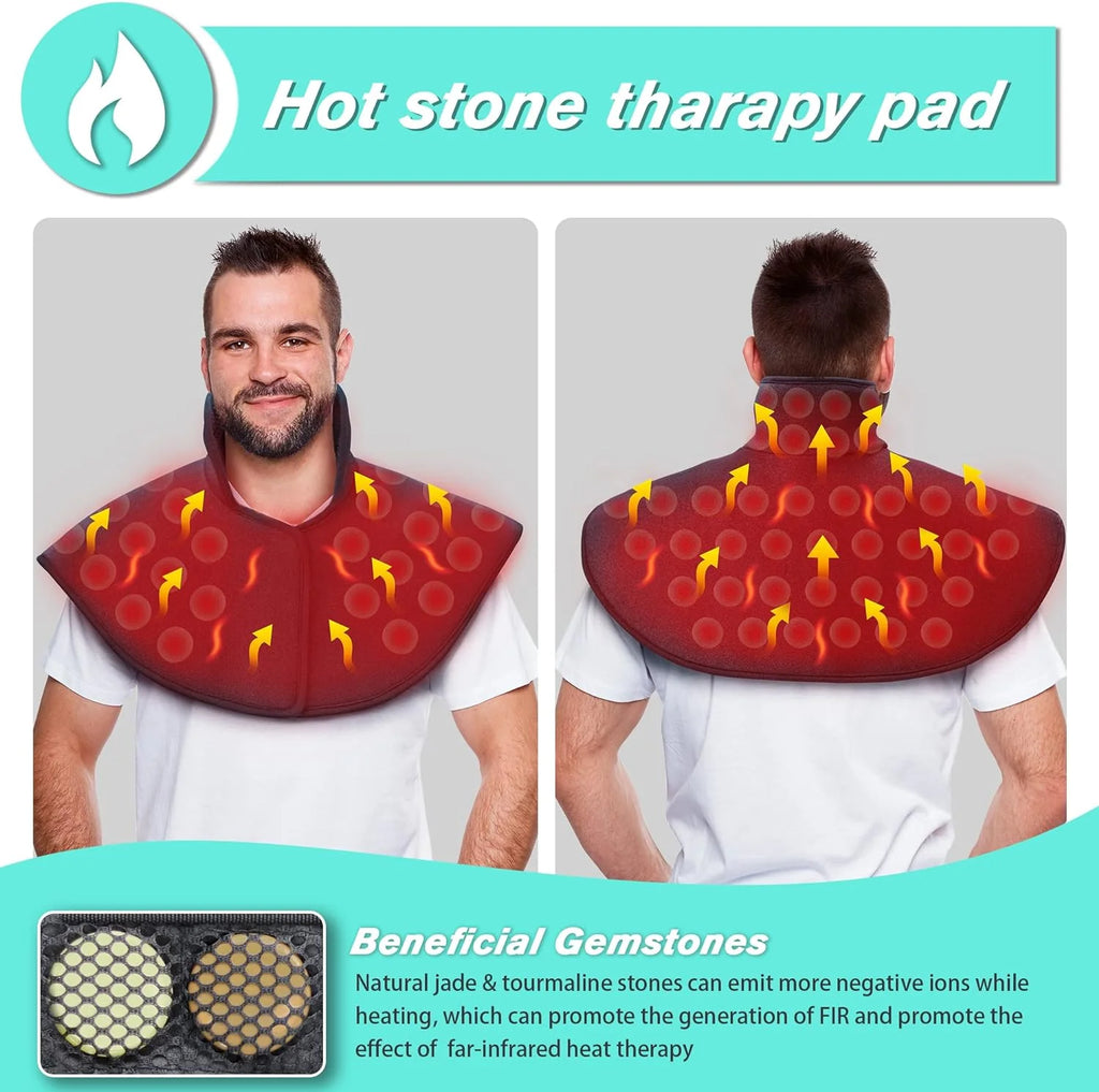 UTK Heating Pad for Neck and Shoulders,Natural Jade Tourmaline,Upgrade Size to Cover More Areas of Neck,Shoulder,Shoulder Blade and Back(23''x 24'')|Gift for Dad(23'' x 24'')