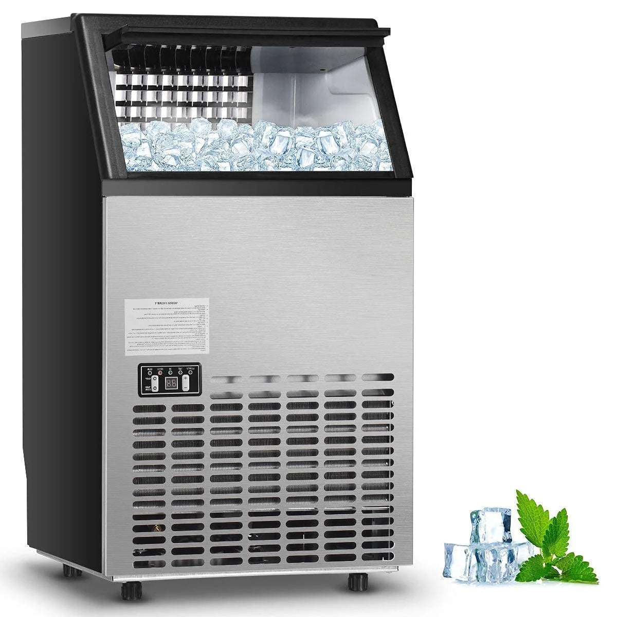 Commercial Home Ice Maker Machine, Built-in Stainless Steel Electric Ice Cube Maker, 33lbs Storage Capacity  Ice Shovel
