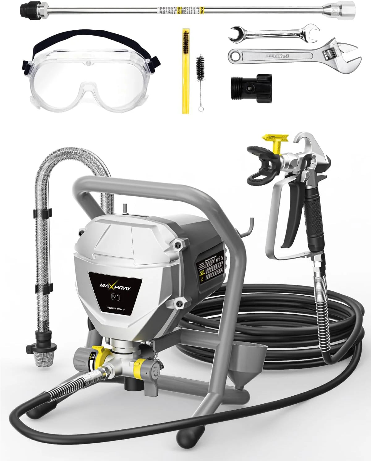 Airless Paint Sprayer, 2024 Version, High Efficiency, Thinning-Free, Minimal Overspray, for Home Exterior  House Interior DIY Painting Projects, with Paint Sprayer Accessories