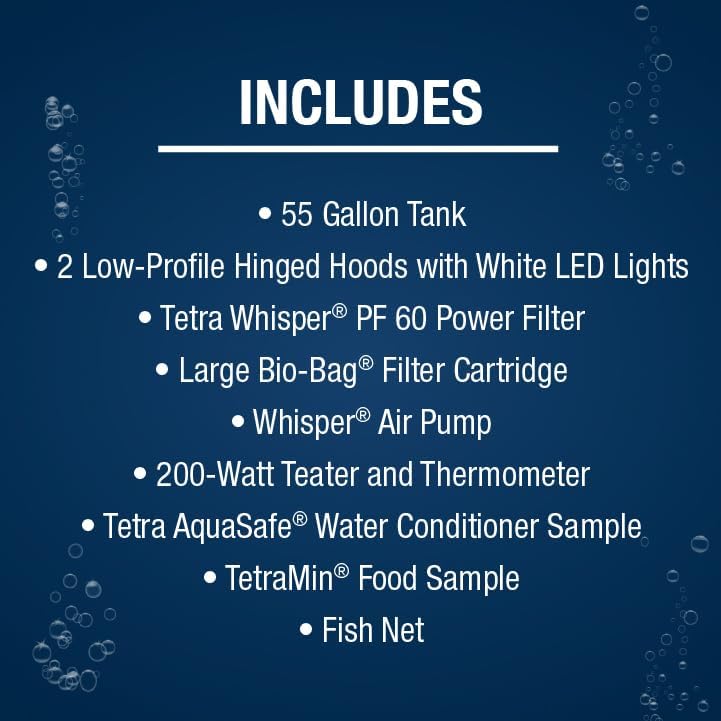 Complete LED Aquarium 55 Gallons, Includes LED Lighting, Filtration, Heater and Accessories(29 Gallons)