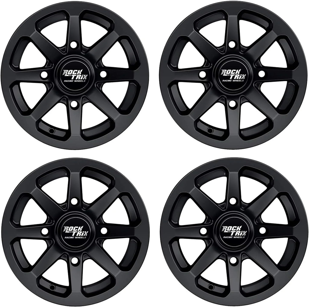 RT102 15in Wheels 15x7 4x137, 4+3 Offset, ATV UTV SxS Rims, Compatible with Can Am Commander Max Defender Max Pro Maverick X3 Maverick Trail, 4/137 Matte Black, Set of 4(14x7 (5+2))