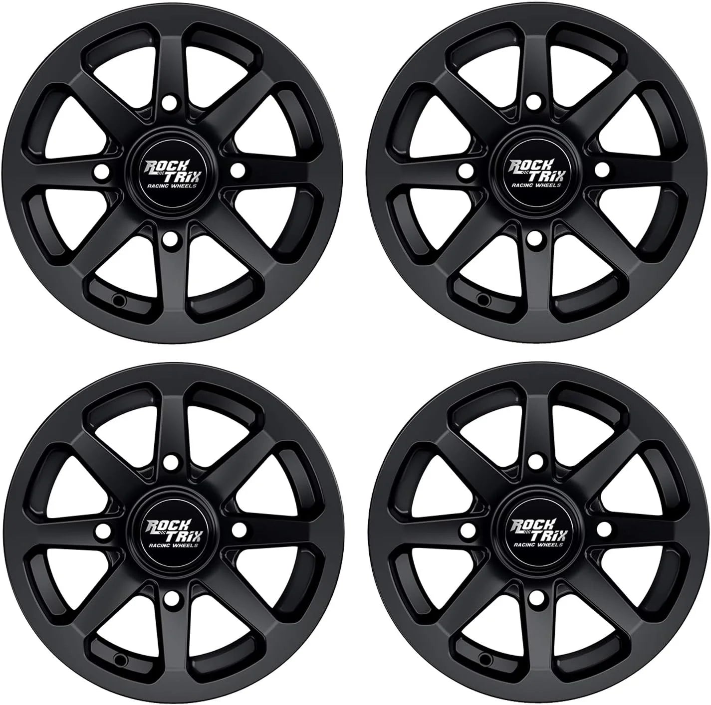 RT102 15in Wheels 15x7 4x137, 4+3 Offset, ATV UTV SxS Rims, Compatible with Can Am Commander Max Defender Max Pro Maverick X3 Maverick Trail, 4/137 Matte Black, Set of 4(14x7 (5+2))