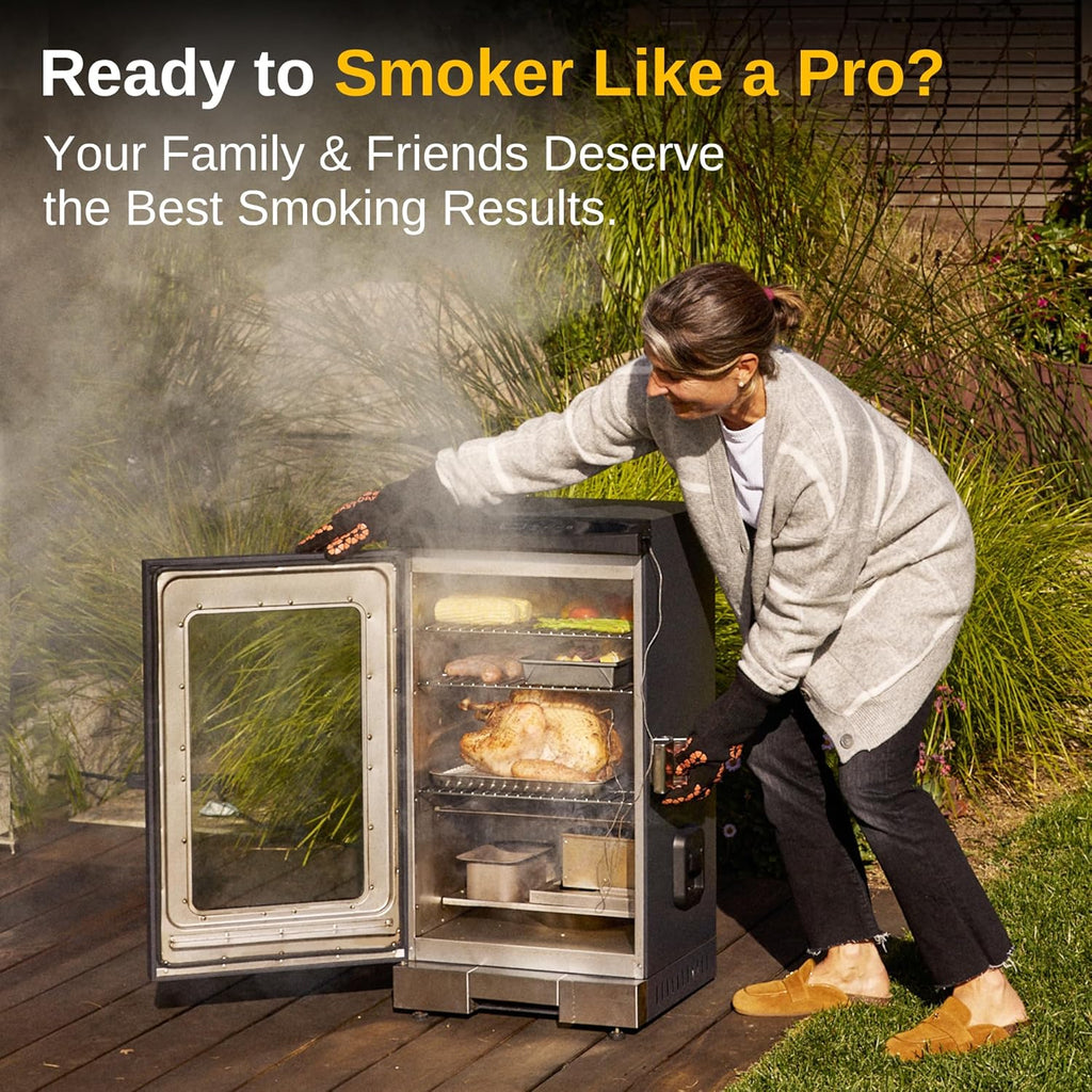 30" Electric Smoker, Outdoor Smoker with Glass Door  Meat Thermometer, 725 Sq Inch Large Capacity, 4 Detachable Racks for Backyard BBQ, Party, Outdoor Cooking Night Blue(30“ Smoker w/ Window  Legs， Night Blue)