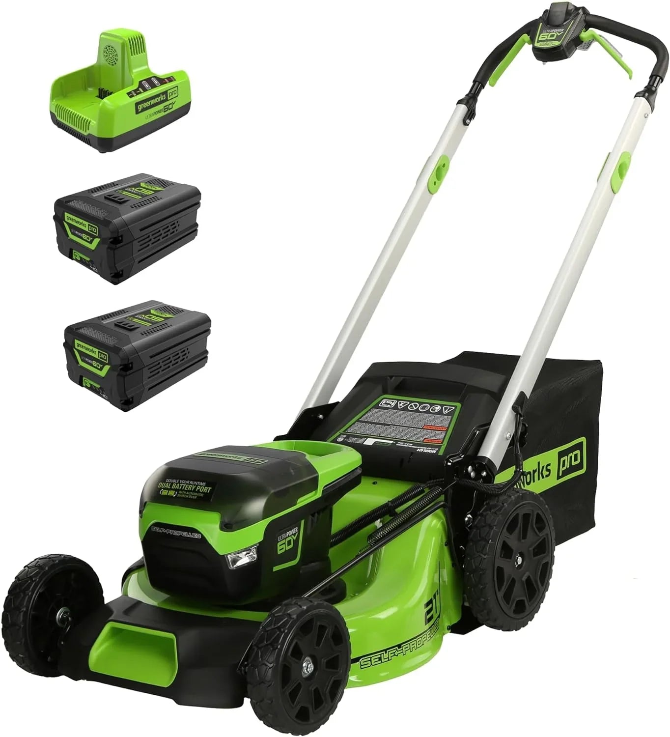 60V 21 Cordless (Self-Propelled) Lawn Mower , 2 x 4.0Ah Batteries and Dual Port Rapid Charger(60V 21)
