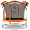 8FT/ 10FT Outdoor Trampoline, ASTM Approved Trampoline with Unique Flower Shape(Orange-8 FT)
