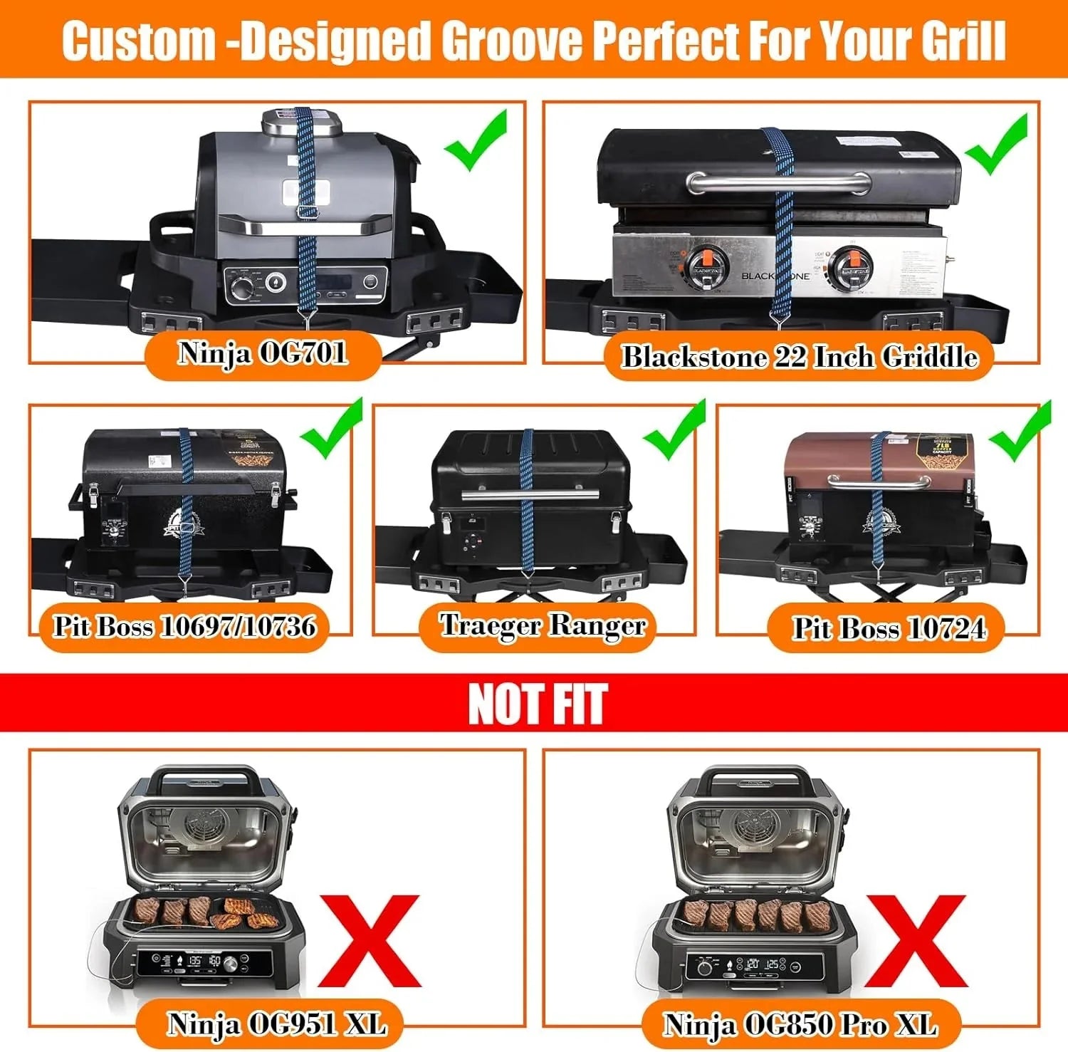 Collapsible Grill Stand for Ninja Woodfire Grill, Traeger, Pit Boss, and 22" Blackstone Griddle