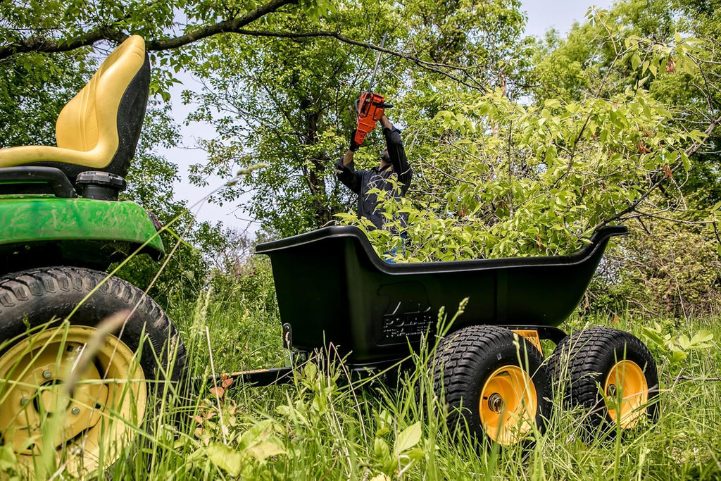 Heavy Duty Tandem Axle Cubic Foot ATV UTV Lawn Mower Trailer TA1200 and Wide Track Rubber Wheels Hauling Outdoor-Black, 1200 lbs. -15 cu.ft(1500 lbs. - 22 cu.ft./Tandem Axle)