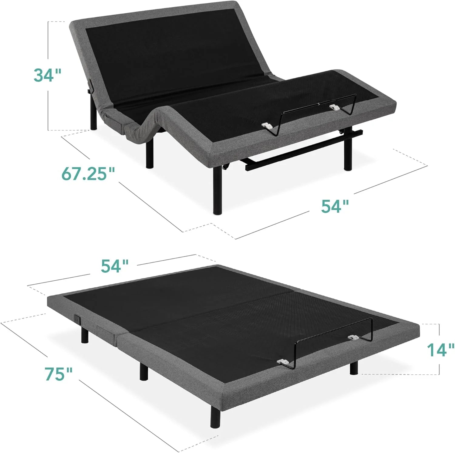 Best Choice Products Ergonomic Twin XL Size Adjustable Bed Frame, Electric Base w/Wireless Remote Control, Nightlight, Massager, 2 USB Ports(Split King)