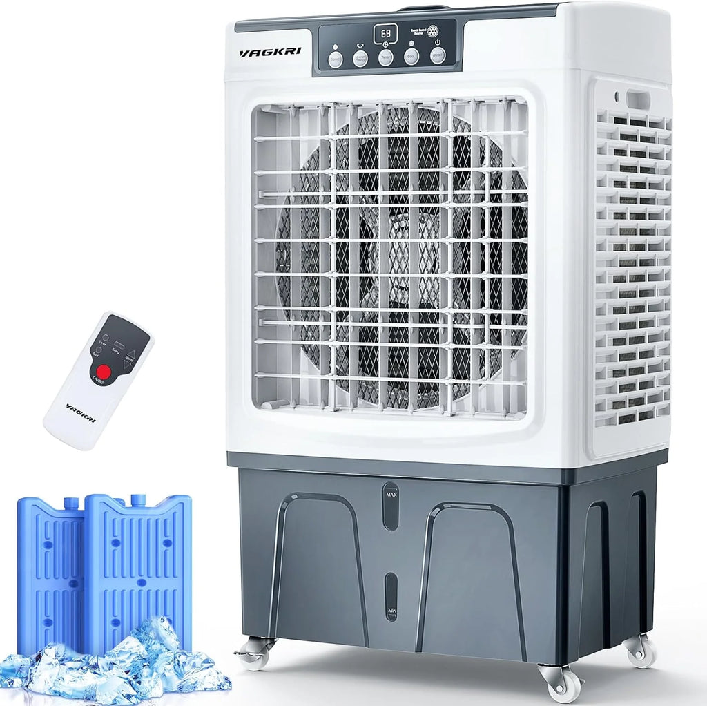 Evaporative Cooler, 2100CFM Air Cooler, 120°Oscillation Swamp Cooler with Remote Control, 24H Timer, 3 Wind Speeds for Outdoor Indoor Use,8 Gallon(2100CFM)