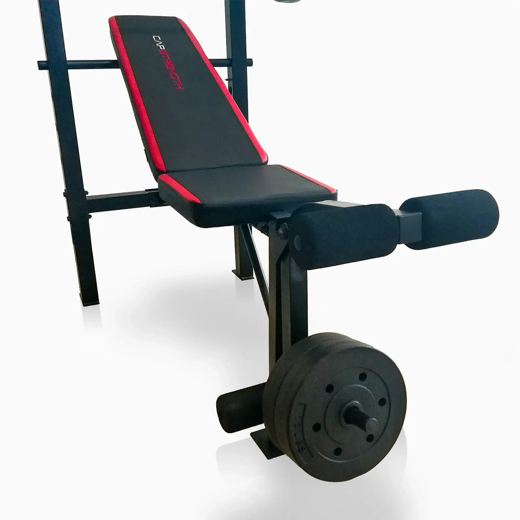 Adjustable Standard Combo Weight Bench with Rack and Leg Extension and 90 lb.(90 lbs)