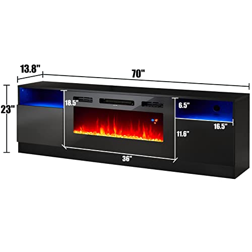 Amerlife Fireplace TV Stand with 36" Electric Fireplace, LED Light Entertainment Center