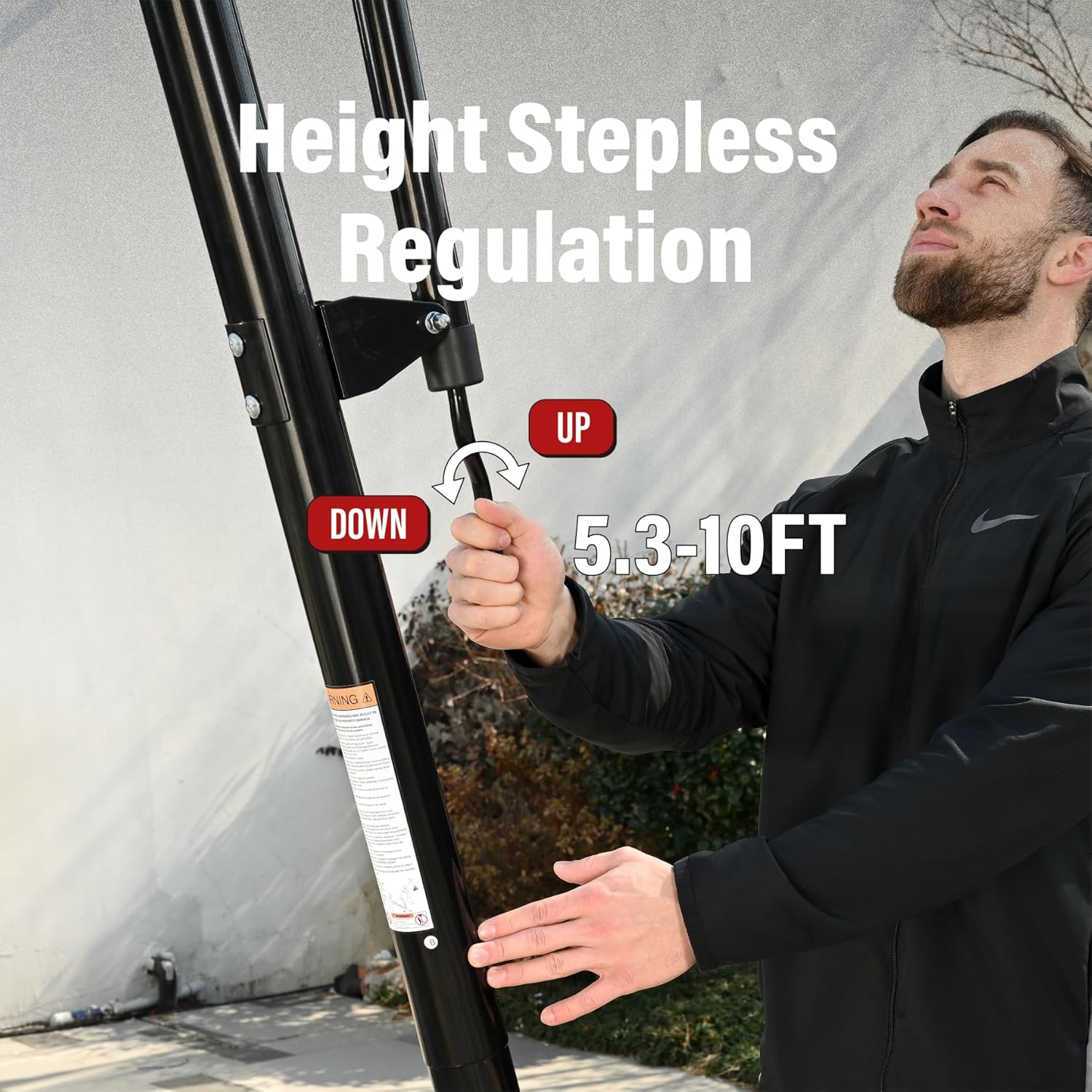 Basketball Hoop 48 Inch Backboard Portable Basketball Hoop Outdoor,5.3-10ft Stepless Regulation Crank Adjust Basketball Goal System(48 inch Backboard/Black Backboard Hoop)