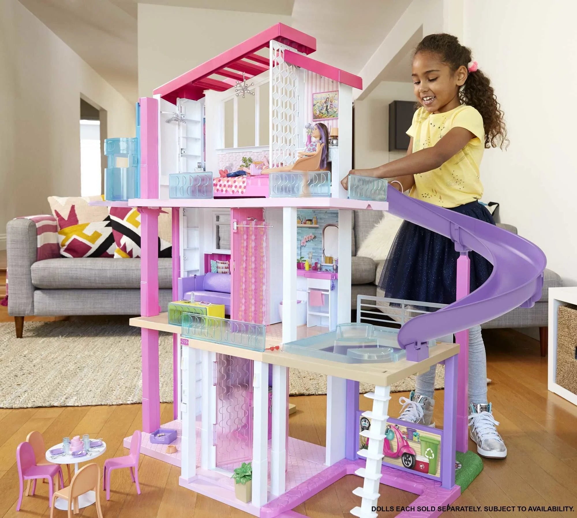 Barbie DreamHouse Dollhouse with Elevator, Pool, Lights  70+ Accessories 3-Story Playset