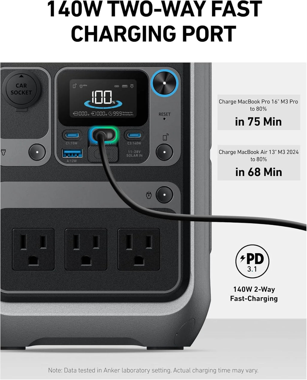 Anker Solar Generator SOLIX C300 with 60W Solar Panel, 288Wh Portable Power Station, 300W (600W Surge), LiFePO4 Battery, 140W Two-Way Fast Charging, for Outdoor Camping, Traveling, and Emergencies(Anker SOLIX C300+60W Solar Panel)