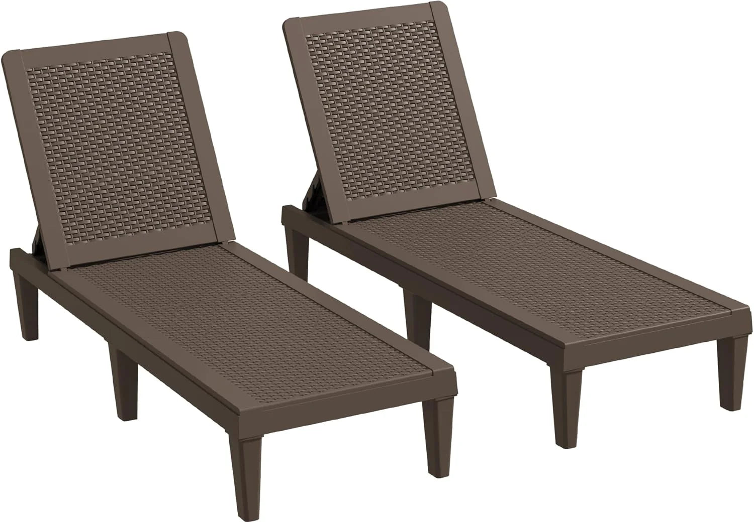 Outdoor Chaise Lounge Chair Set of 2 for Patio Poolside, Waterproof  Adjustable  Easy Assembly Sun Lounger for Outside Deck, Pool, Beach, Black(Set of 4/Brown)