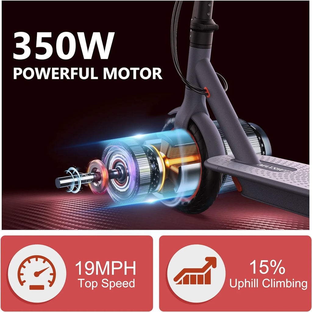 Electric Scooter - 350W Motor, Max 21 Miles Long Range, 19Mph Top Speed, 8.5" Tires, Portable Folding Commuting Electric Scooter Adults with Dual Braking System and App Control