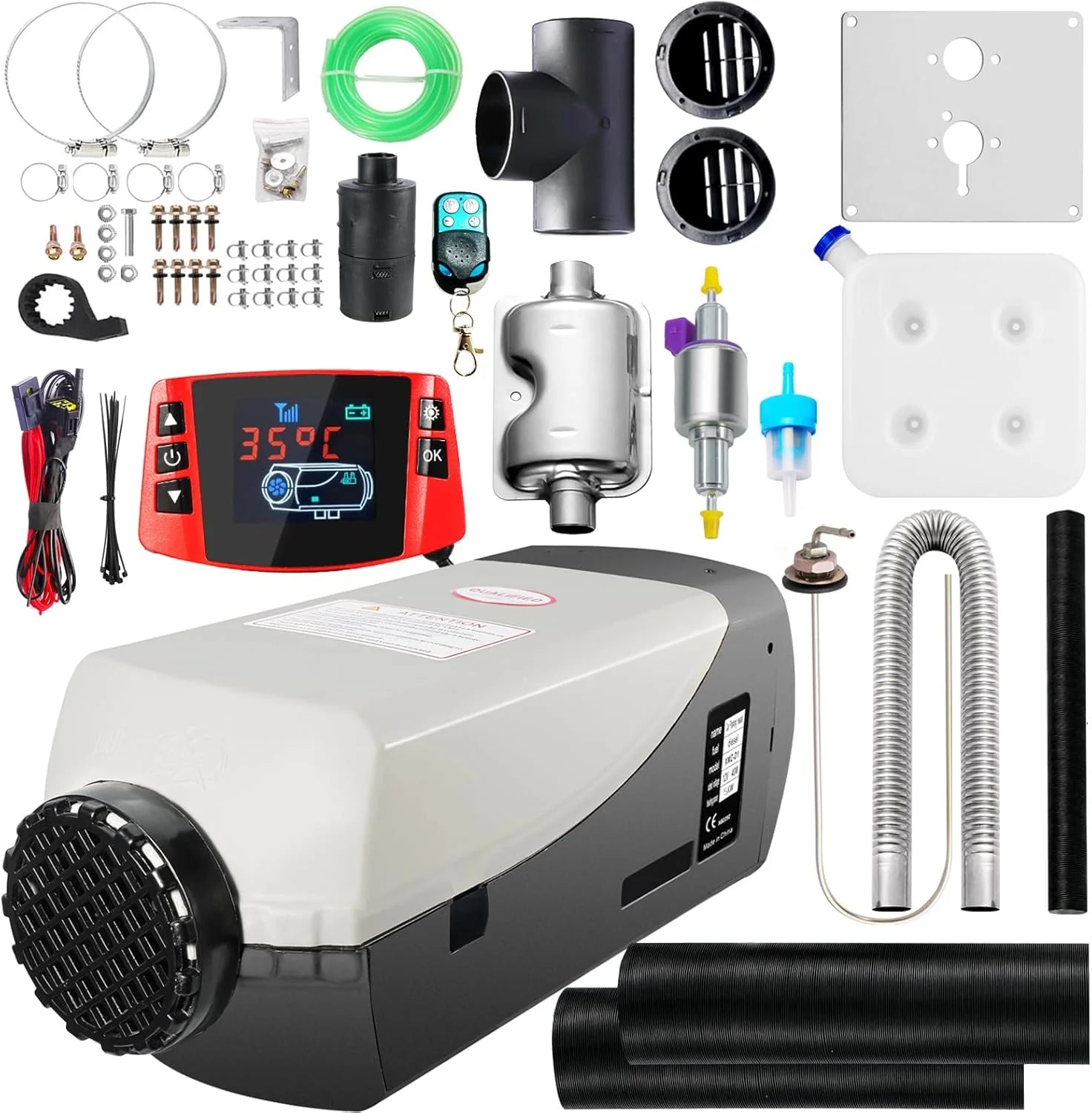 12V 2kW Diesel Air Heater 5L Tank Muffler LCD Remote for RV Truck Boat(5KW)