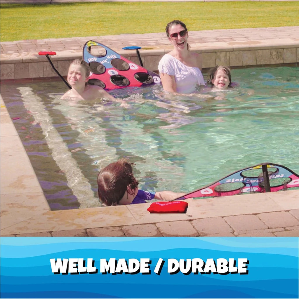SKIP NN' HOLE Fun Pool Game for Adults and Family | Stonne Skipping Meets Swimming Pool Cornhole Game Floating | Fun For All Ages, Easy Setup, Well Made | Portable Water and Lake Toy |