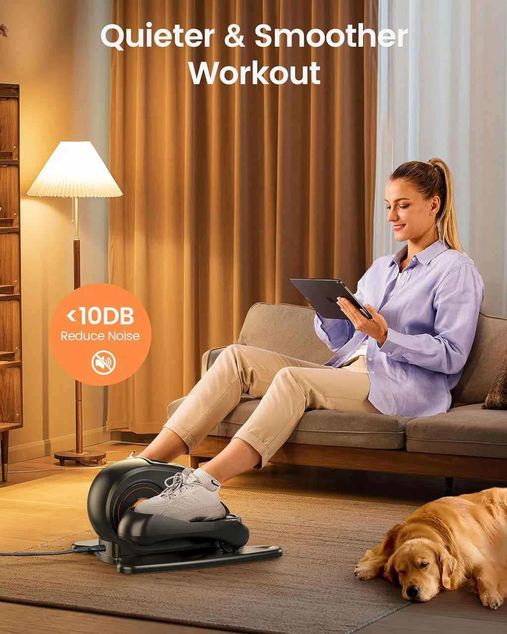 Under Desk Ellipticals Electric, Ellipse Leg Exerciser for Seniors Fully Assembled, Seated Pedal Exerciser with Remote Control  Non-Slip Pedals(01 Under Desk Ellipse Electric)