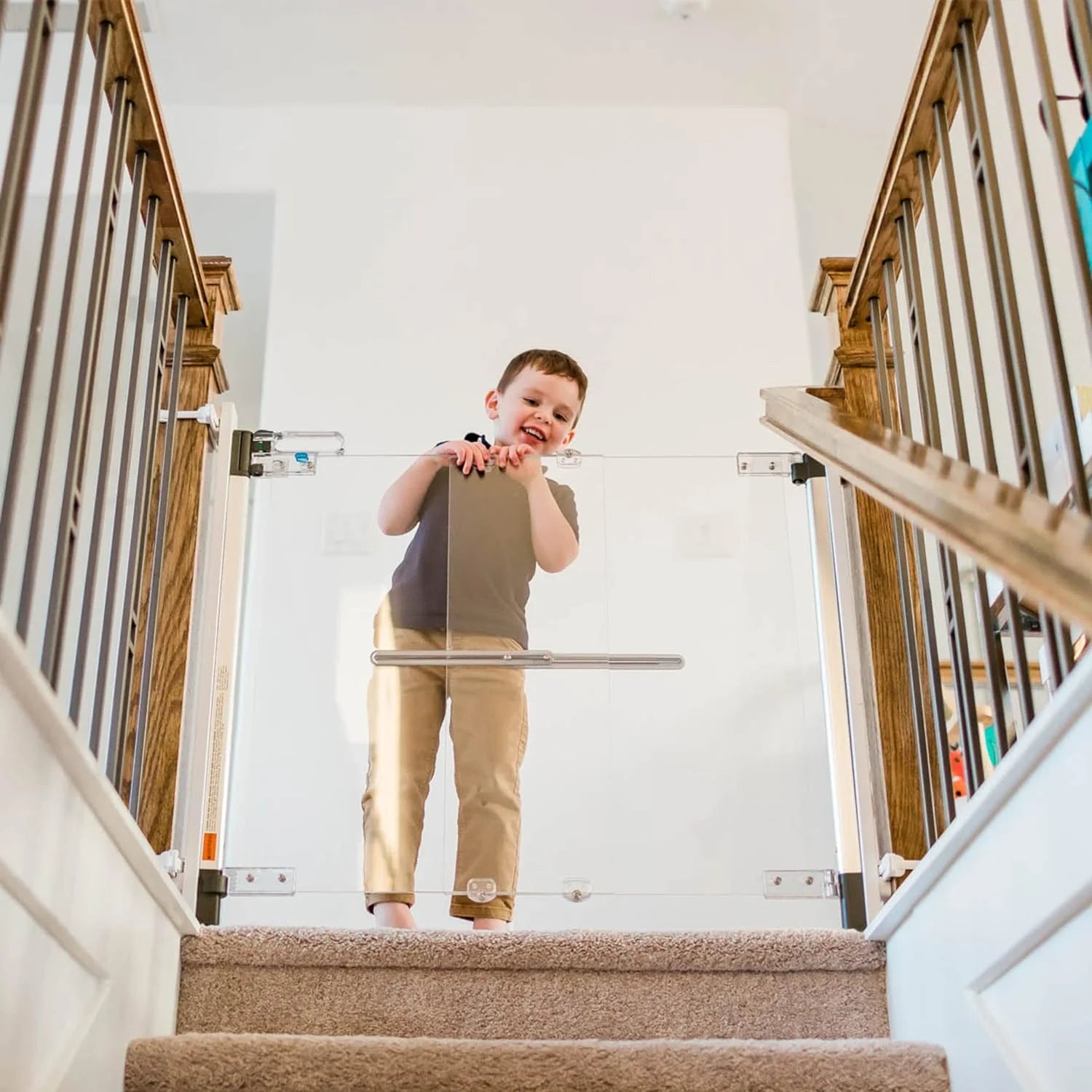 Crystal Designer Baby Safety Gate - Meets Tougher European Standards - Modern Design and Unparalleled Safety - Beauty  Safety Together at Last - Simple Installation | Hardware Mount(Crystal)
