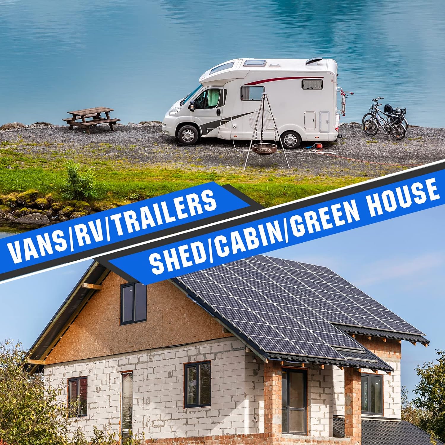 200 Watts 12 Volt/24 Volt Solar Panel Kit with High Efficiency Monocrystalline Solar Panel and 30A PWM Charge Controller for RV, Camper, Vehicle, Caravan and Other Off Grid Applications(200W - KIT)