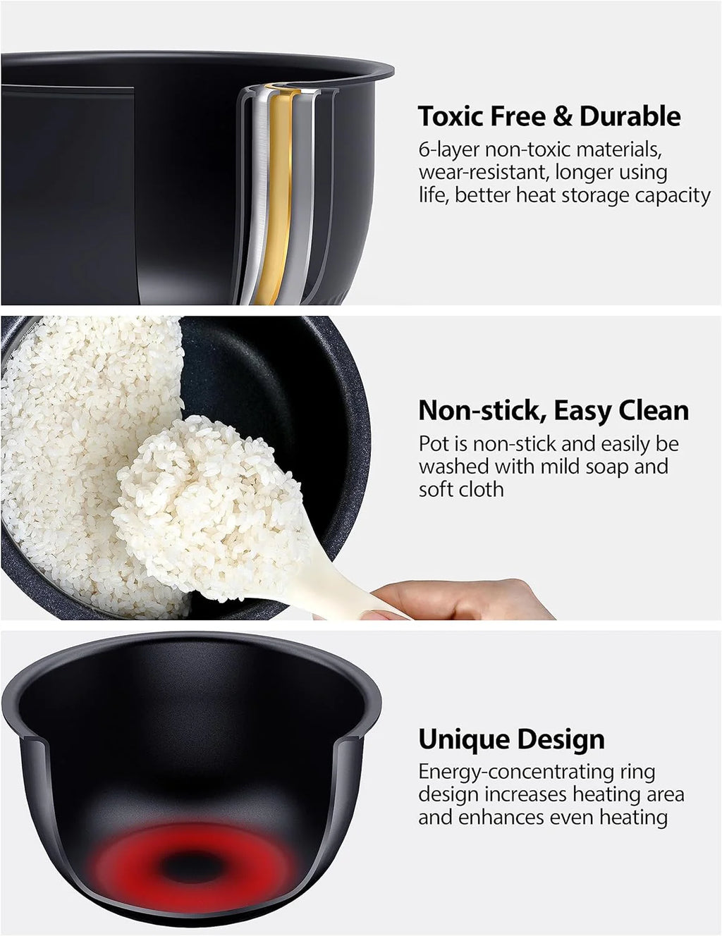 Rice Cooker Induction Heating, with Low Carb Rice Cooker Steamer 5.5 Cups Uncooked - Japanese Rice Cooker, 8 Cooking Functions, 24-Hr Timer and Auto Keep Warm, White(Silvery white)