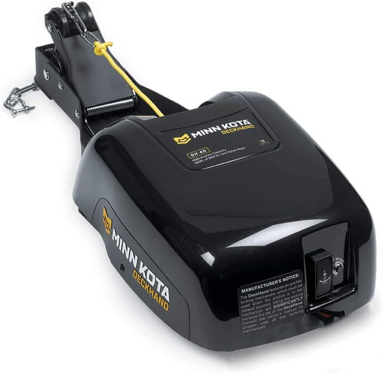 Electric Anchor Winch, 40 lb Capacity, Includes 100 ft Nylon Rope, Easy Install