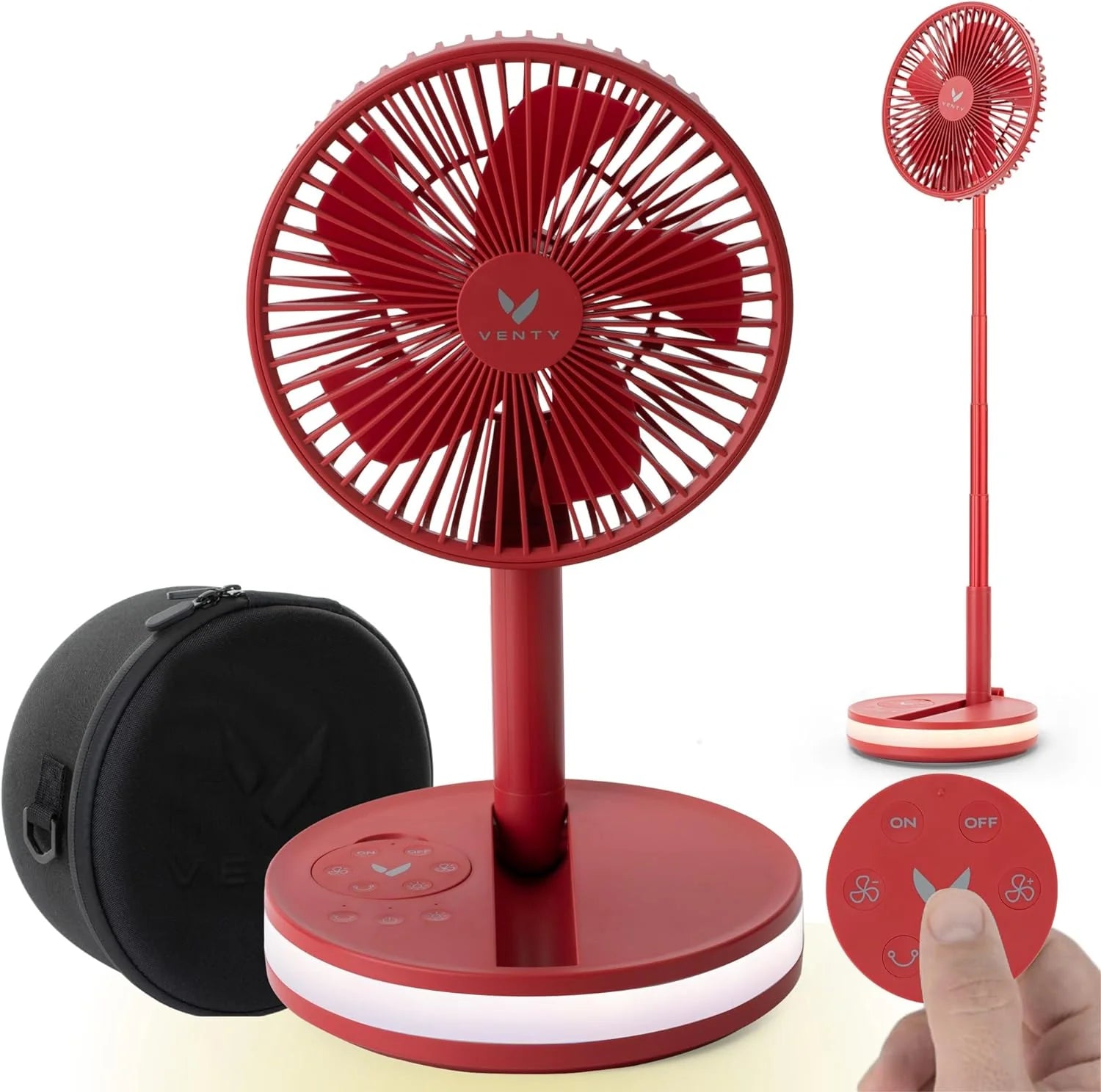 Portable Fan - Wireless Battery Operated Fan, 48HR Run Time 16000MAH Battery, Oscillating Rechargeable Fan, Remote Control  LED Lighting, Folding Telescopic Camping Fan (White with Case)(White)