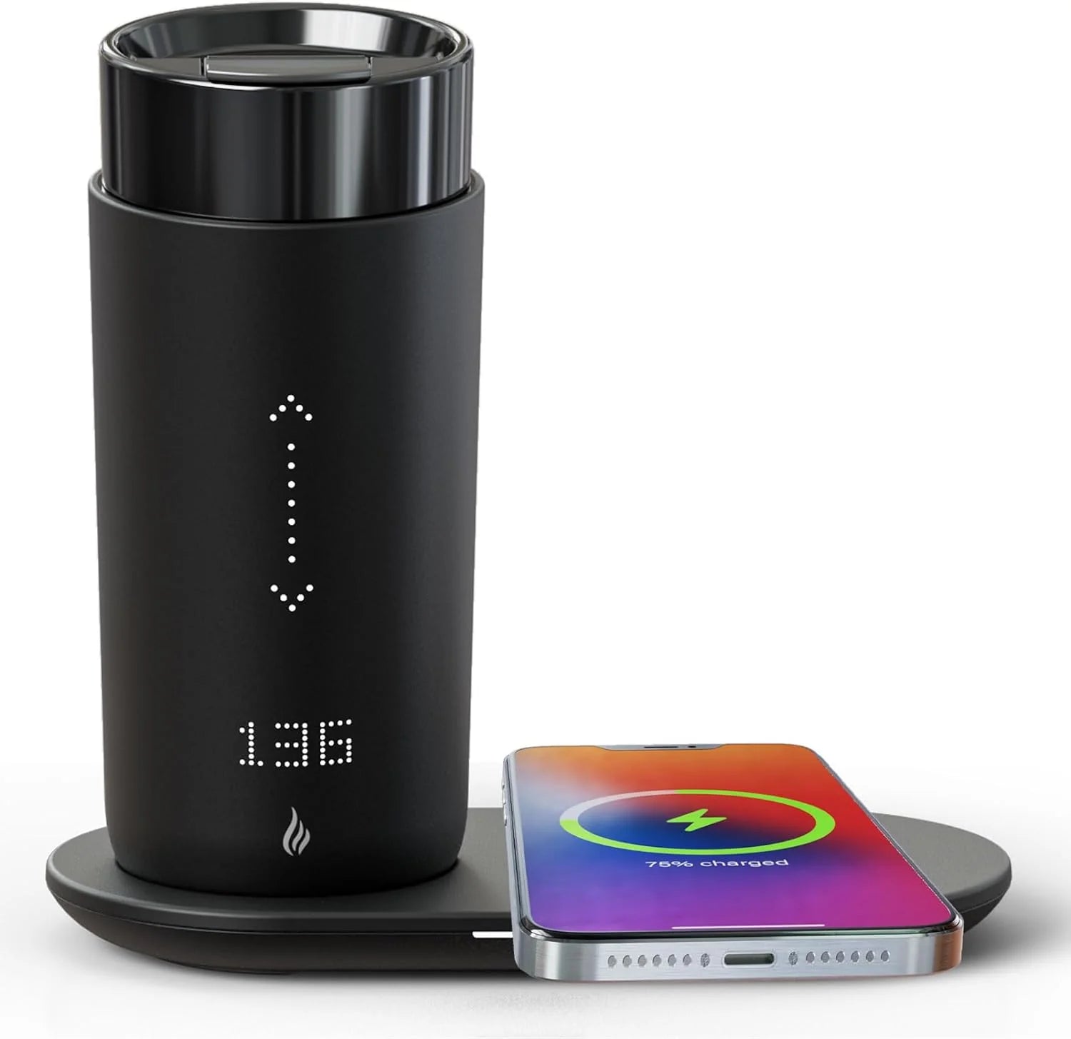 Temperature Control Heated Coffee Mug Smart Self Heating Travel Mug 12 Oz App Controlled Warmer Mug 5 Hour LED Display Keep Coffee Hot All Day up to 149℉ Fast Wireless Charger Base Black2.0(Black1.0)