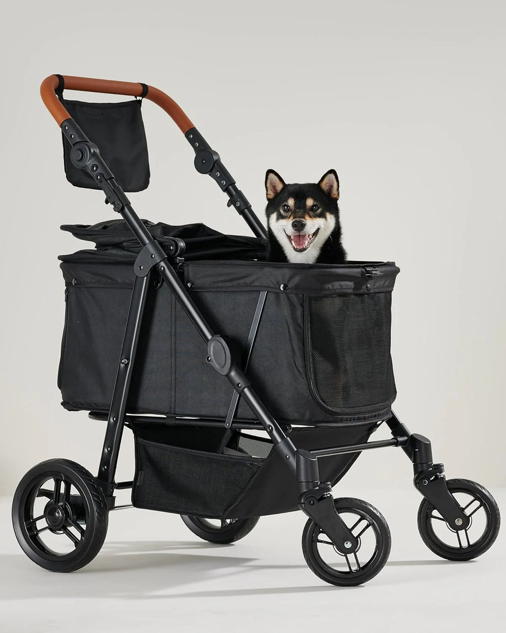 Medium Pet Stroller for Dogs Up to 66lbs, Adjustable Handle, 180 ? Canopy, 4 Wheels for Medium/Large Dogs and Cats, Waterproof Pad