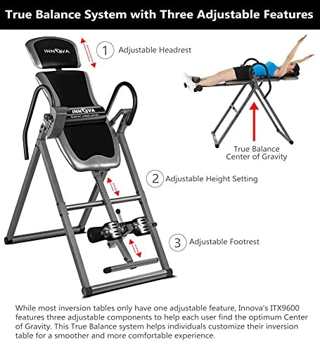 INNOVA HEALTH AND FITNESS ITX9600 Heavy Duty Inversion Table, Standard Ankle Holding System