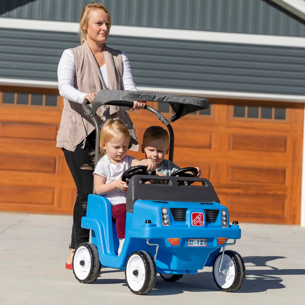 Step2 Side-by-Side Push Around SUV, Kids Push Car, 2 Seats(Blue/Large)