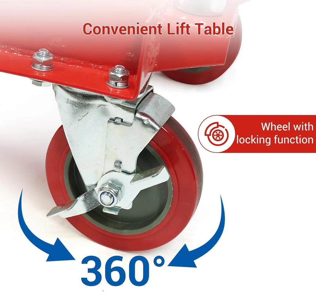 500LBS Hydraulic Lift Table Cart, 30" Lifting Height., Double Scissor Lift Table with 4 Wheels and Non-Slip Pad, Hydraulic Scissor Lift Table for Material Handling and Transportation(660 Pounds)