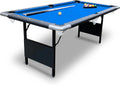 Hathaway Fairmont 6 Ft Portable Pool Table, Adults Folding Billiards Tables for Game Room with Easy Foldable Storage, Includes Full Set of Billiard Balls, Cues, Chalk  Brush(Blue/Pool Table)