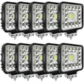 4-inch LED 120W 10000lm 12V 24V Truck ATV UTV RV RZR Boat Pickup Golf Cart Snow blower Square LED Off-road driving workplace Cube Light Pod, 10Pack