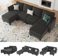 Modular Sectional Sofa, Convertible U Shaped Sofa Couch with High Density Memory Foam, 6 Seat Comfy Modular Sofa Couch for Living Room, Modern U Shaped Sectional Sofa, Dimgrey(Dimgrey)