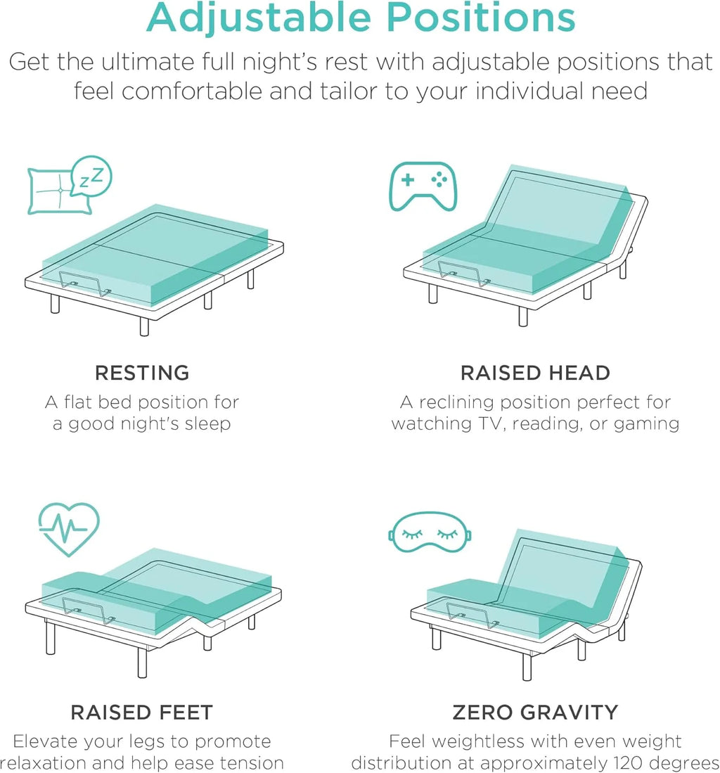 Best Choice Products Ergonomic Twin XL Size Adjustable Bed Frame, Electric Base w/Wireless Remote Control, Nightlight, Massager, 2 USB Ports(Split King)