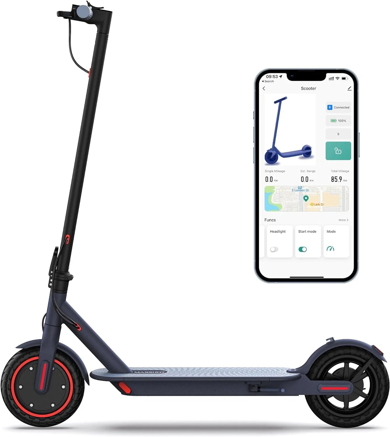 Electric Scooter - 350W Motor, Max 21 Miles Long Range, 19Mph Top Speed, 8.5" Tires, Portable Folding Commuting Electric Scooter Adults with Dual Braking System and App Control