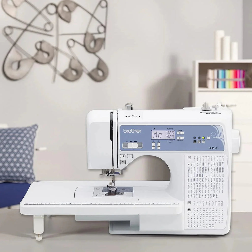 Brother Sewing and Quilting Machine, Computerized, 165 Built-in Stitches, LCD Display, Wide Table, 8 Included Presser Feet, White, 20x12x17(XR9550 - New Model)