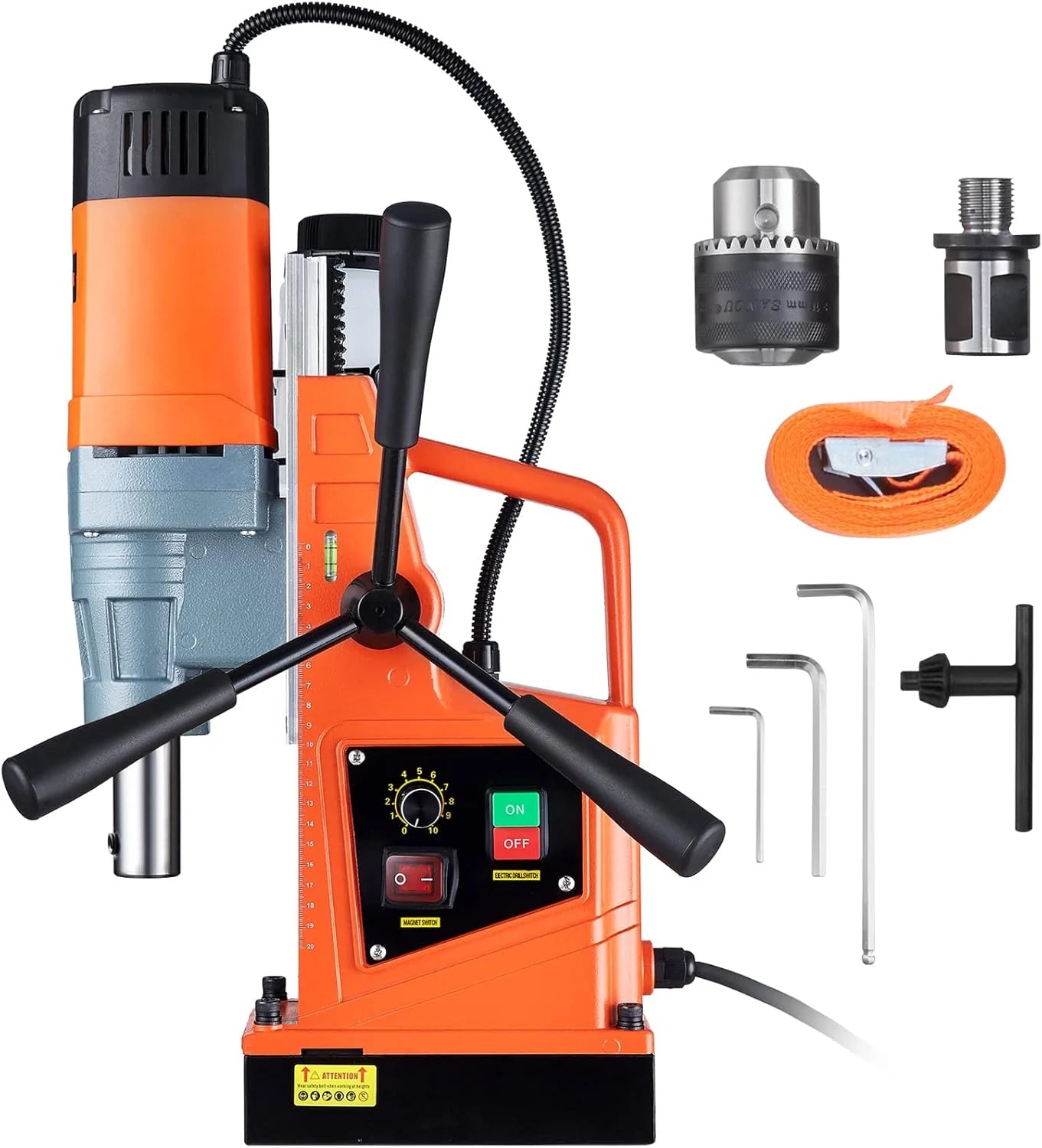 Mag Drill Press, 1550W 2" Boring Diameter, 2922lbf Power Magnetic Drill, 500 PRM, 10-Speed, Electric Drilling Machine for Metal Surface, Industrial and Home Improvement(W/ 2'')