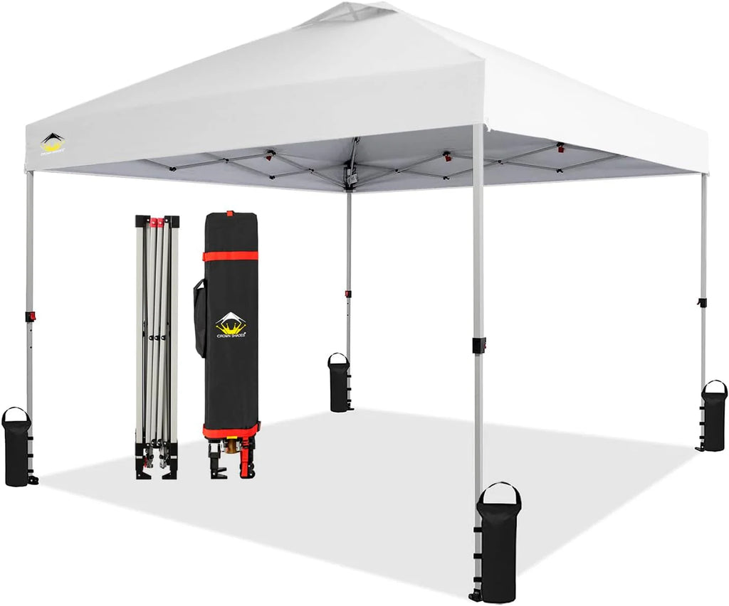 Crown Shades 10*10 Pop up Canopy Outside Canopy, Patented One Push Tent Canopy with Wheeled Carry Bag