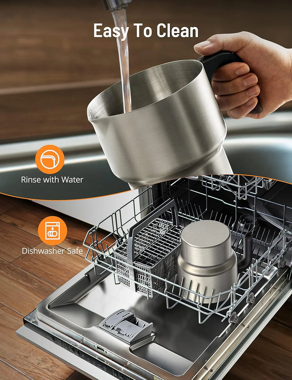 Milk Frother and Steamer, 4 IN 1 Frother for Coffee 16.9OZ, Hot Chocolate Maker, Detachable Milk Warmer, Hot/Cold Foam Maker, Dishwasher Safe, Frother for Coffee, Latte, Cappuccino